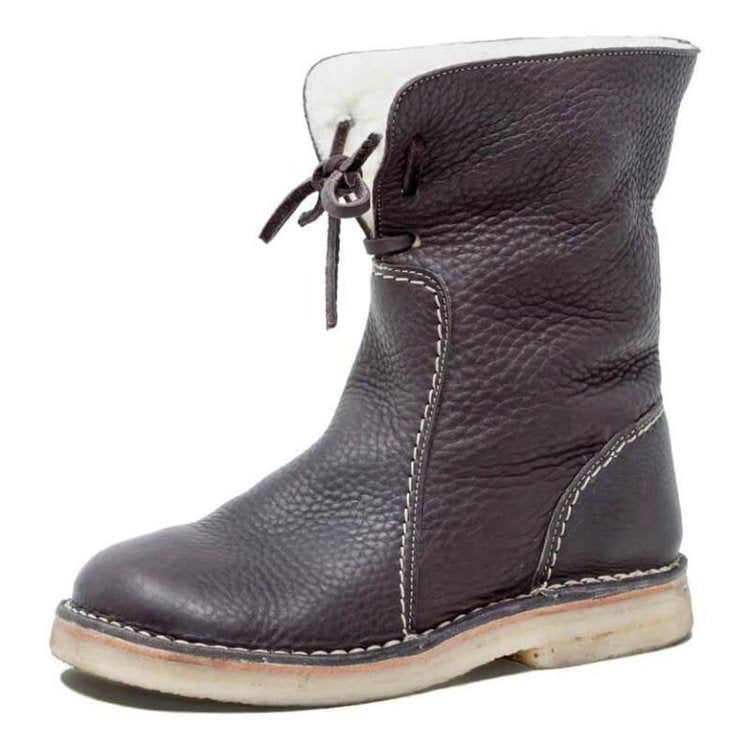 Women’s Shearling-Lined Ankle Boots with Foldable Cuff – Winter Casual Comfort
