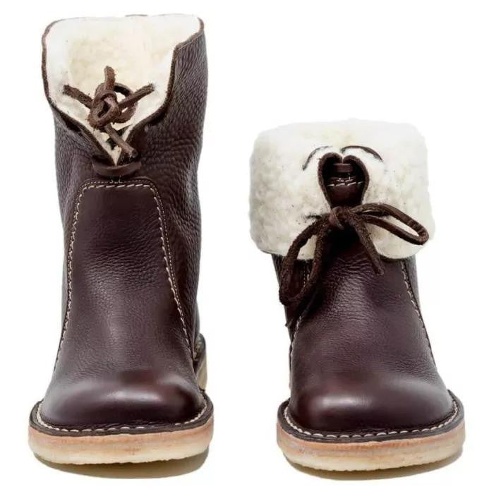 Women’s Shearling-Lined Ankle Boots with Foldable Cuff – Winter Casual Comfort