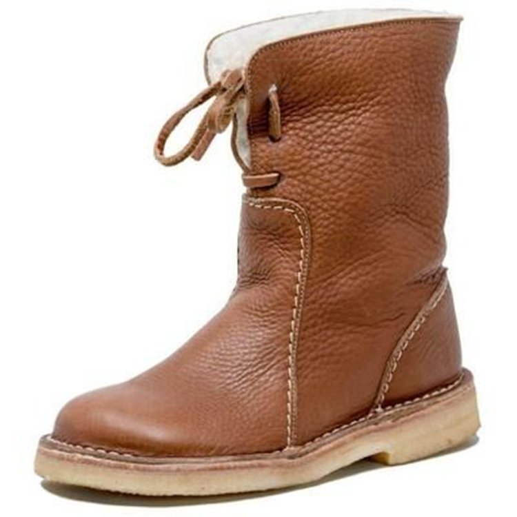 Women’s Shearling-Lined Ankle Boots with Foldable Cuff – Winter Casual Comfort