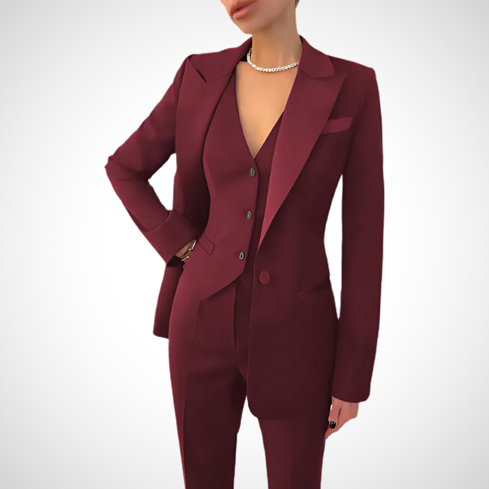 Women’s Single-Breasted Three-Piece Trouser Suit – All-Season Formal Elegance