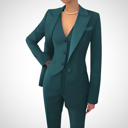Women’s Single-Breasted Three-Piece Trouser Suit – All-Season Formal Elegance