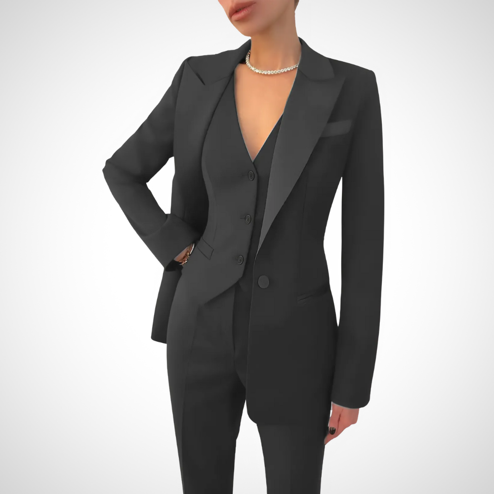Women’s Single-Breasted Three-Piece Trouser Suit – All-Season Formal Elegance