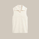 Women’s Sleeveless Knit Top – Open Collar V-Neck