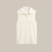 Women’s Sleeveless Knit Top – Open Collar V-Neck