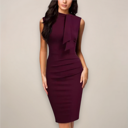 Women’s Sleeveless Sheath Midi Dress – V-Neck Wrap Style for Work and Events