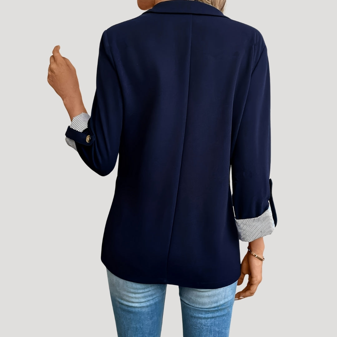 Women’s Tailored Blazer – Classic Single-Breasted with Roll-Up Sleeves