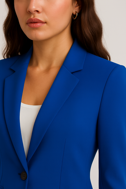 Women’s Tailored Blazer – Single-Breasted – Slim Fit – Blue