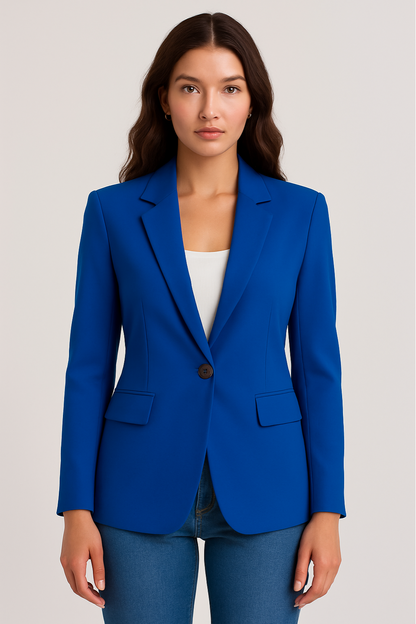 Women’s Tailored Blazer – Single-Breasted – Slim Fit – Blue