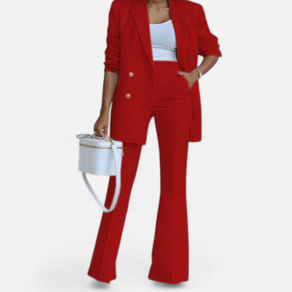 Women’s Tailored Blazer Trouser Set – Two-Piece Suit for Formal and Evening Elegance