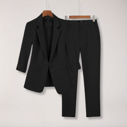 Women’s Tailored Blazer and Trousers – Two-Piece Suit Set for Work and Formal Events