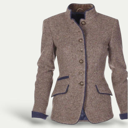 Women’s Tailored Short Blazer with Stand Collar – Smart Casual Layer