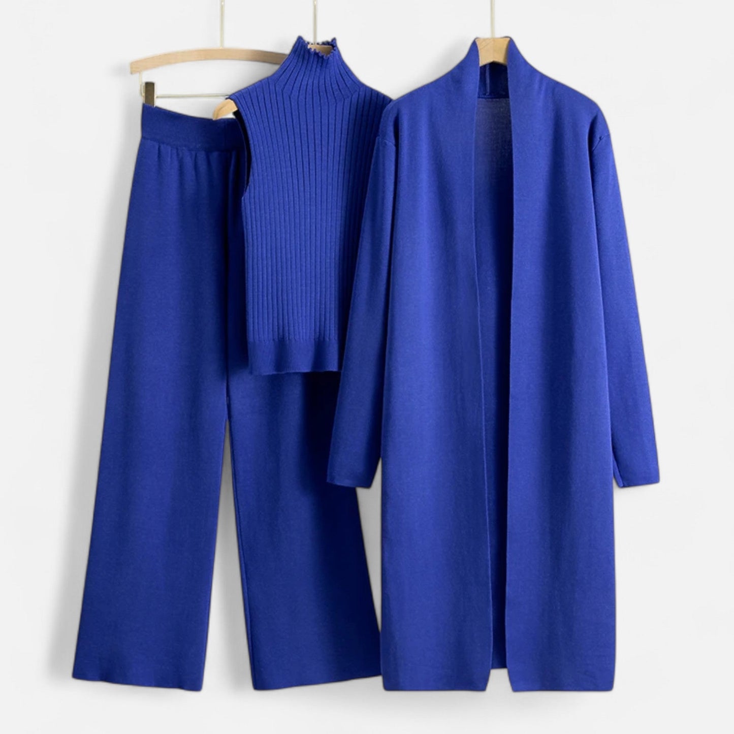 Women’s Three-Piece Set – Sleeveless Top, Wide-Leg Trousers & Longline Cardigan