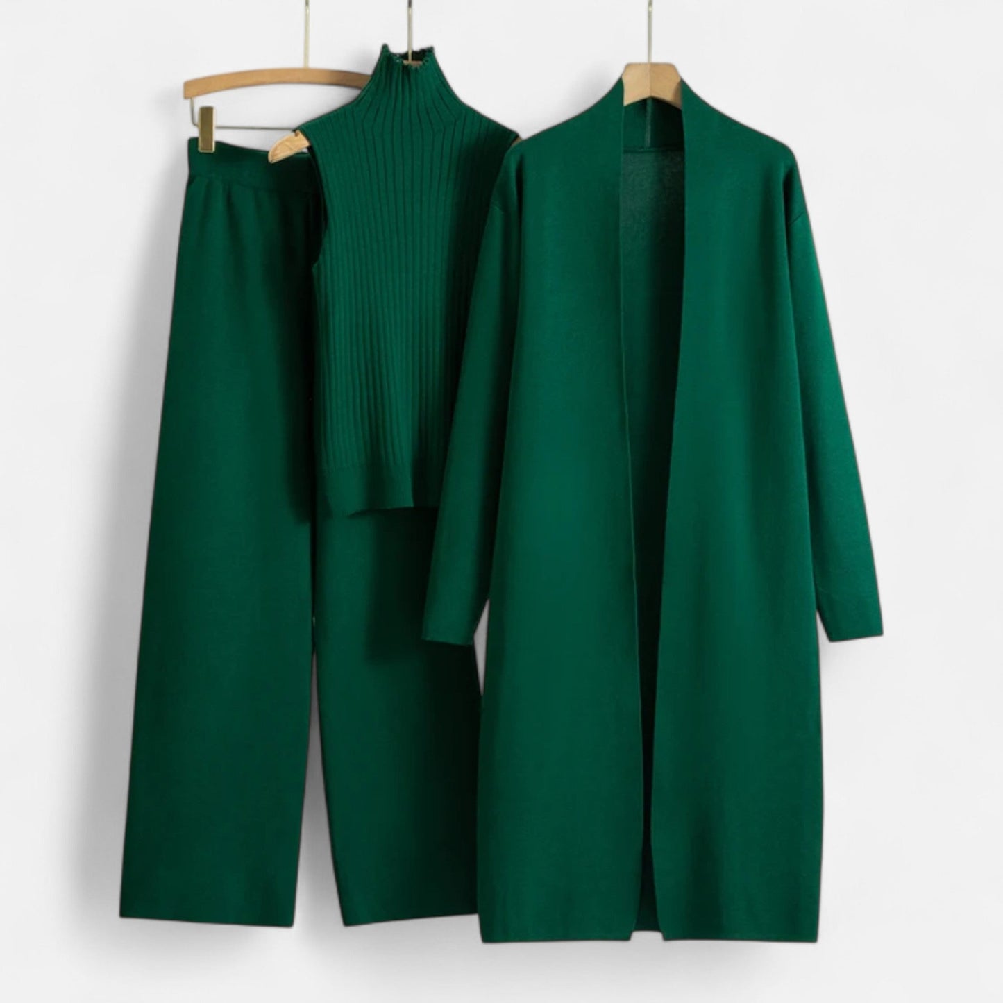 Women’s Three-Piece Set – Sleeveless Top, Wide-Leg Trousers & Longline Cardigan