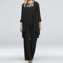 Women’s Three-Piece Wide-Leg Trousers & Longline Jacket Set – Formal Occasion Wear