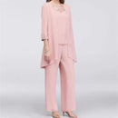 Women’s Three-Piece Wide-Leg Trousers & Longline Jacket Set – Formal Occasion Wear