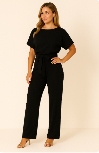 Women's Tie Ribbon Jumpsuit – Short Sleeved One-Piece