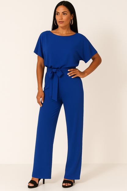 Women's Tie Ribbon Jumpsuit – Short Sleeved One-Piece