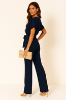 Women's Tie Ribbon Jumpsuit – Short Sleeved One-Piece