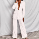 Women’s Trouser Suit – Longline Blazer, Tailored Wide-Leg