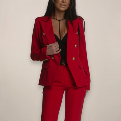 Women’s Two-Piece Blazer Suit – Elegant Tailored Set for Work and Formal Occasions