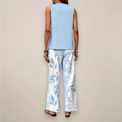 Women’s Two-Piece Set – Sleeveless Top with Straight-Leg Trousers for Effortless Elegance