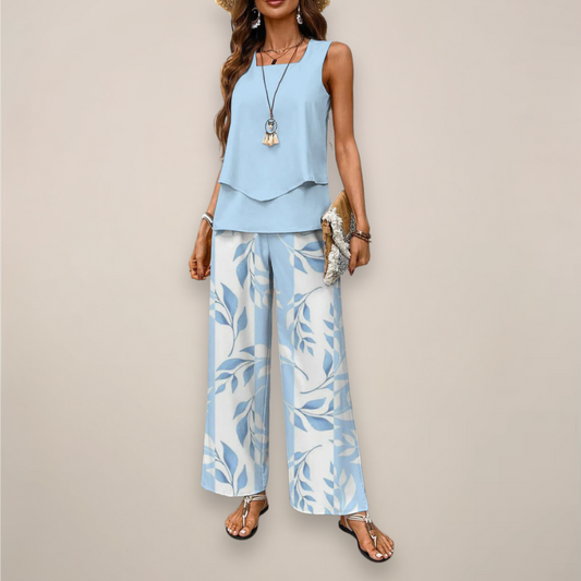 Women’s Two-Piece Set – Sleeveless Top with Straight-Leg Trousers for Effortless Elegance