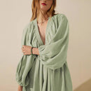 Women’s V-Neck Mini Dress – Long Sleeve – Relaxed Fit