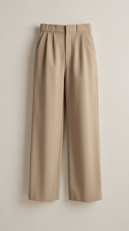 Women’s Wide-Leg Trousers – High Waisted, Pleated Front