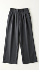 Women’s Wide-Leg Trousers – High Waisted, Pleated Front