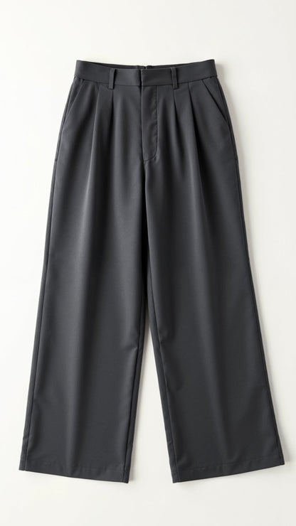 Women’s Wide-Leg Trousers – High Waisted, Pleated Front