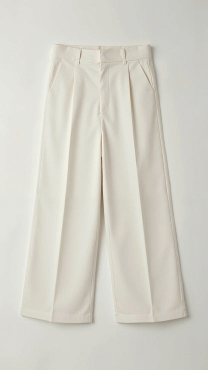 Women’s Wide-Leg Trousers – High Waisted, Pleated Front