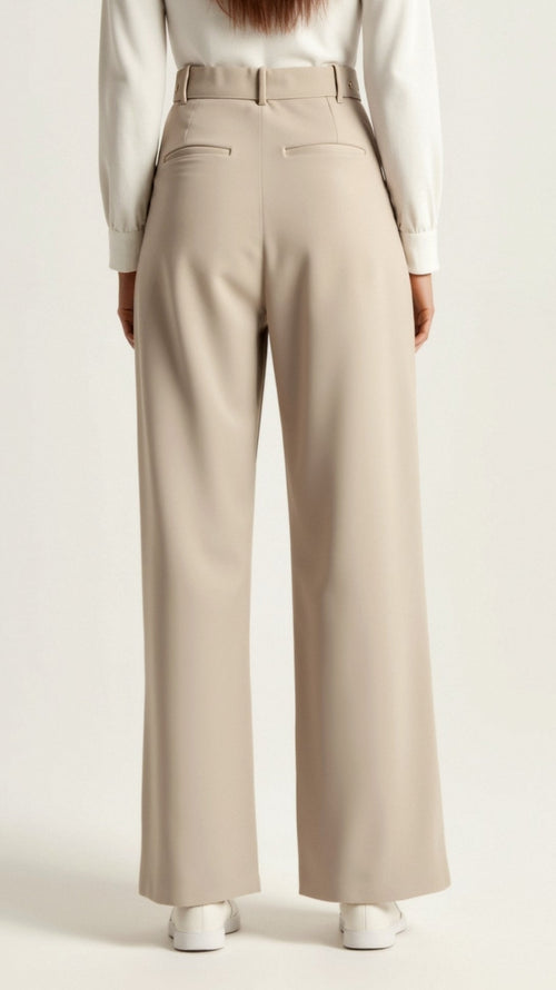 Women’s Wide-Leg Trousers – High Waisted, Pleated Front