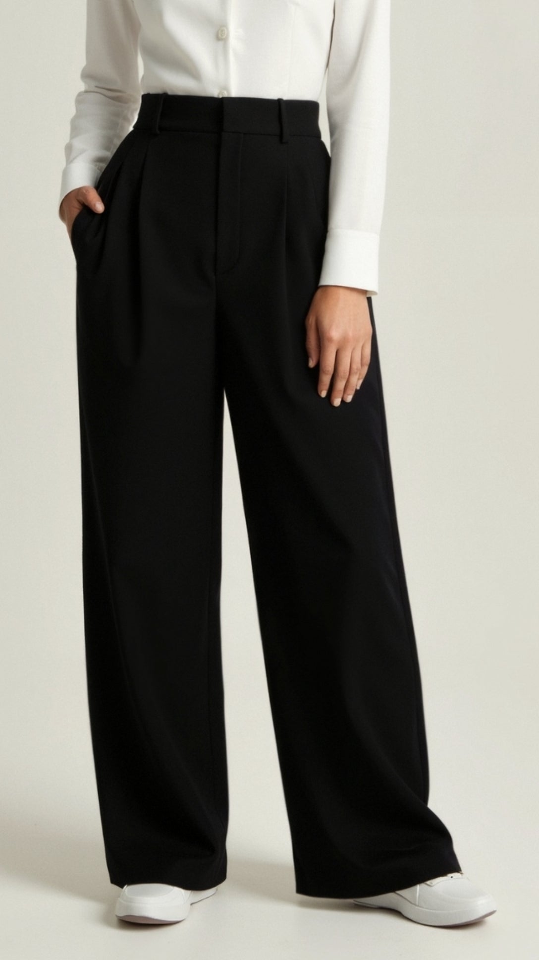 Women’s Wide-Leg Trousers – High Waisted, Pleated Front