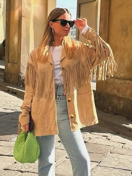 Womens Coat With Fringe Details 2
