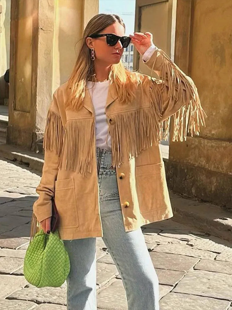 Womens Coat With Fringe Details 2
