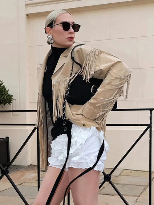 Womens Coat With Fringe Details 4