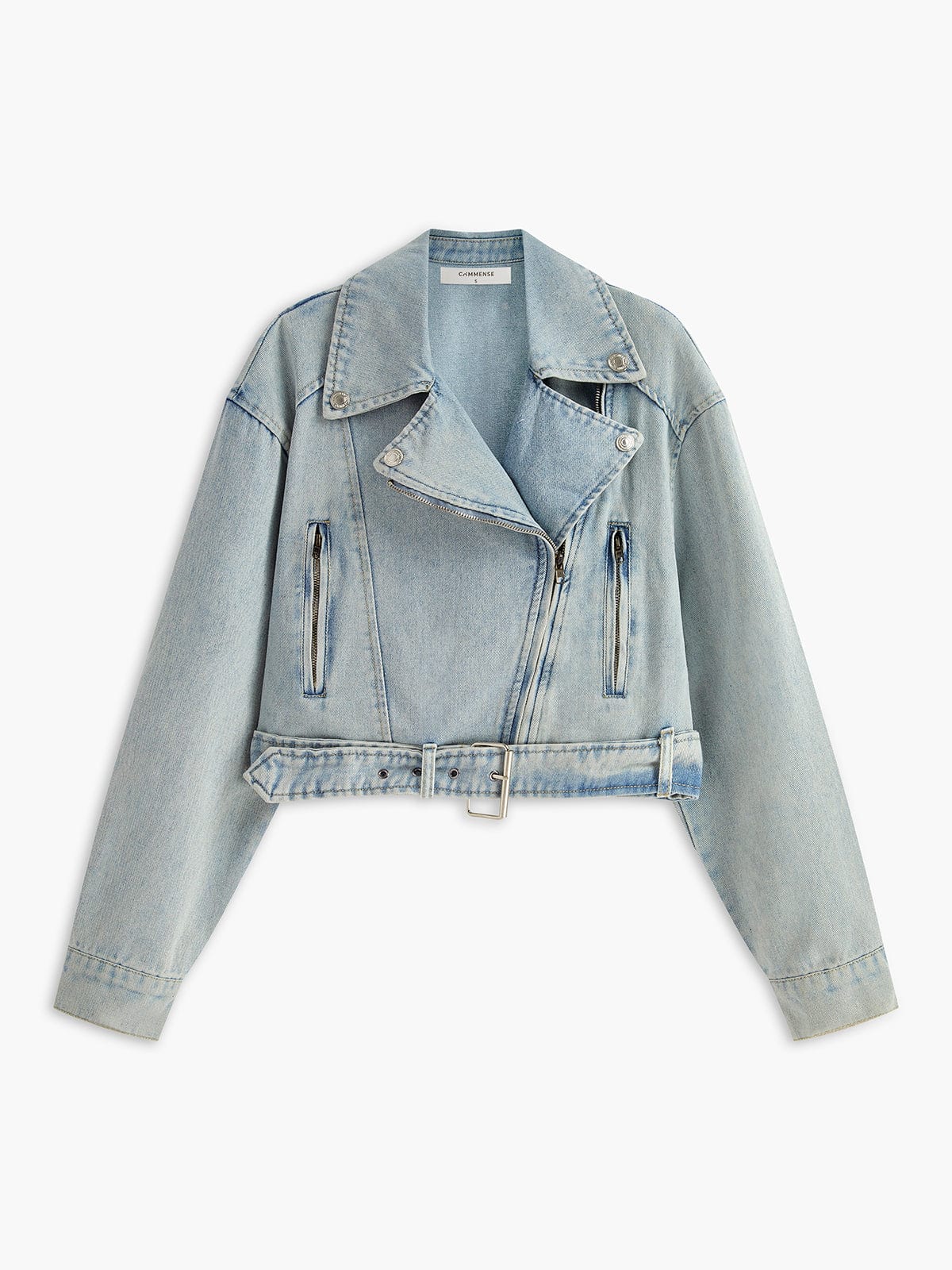 Womens Denim Jacket Cropped Biker 0