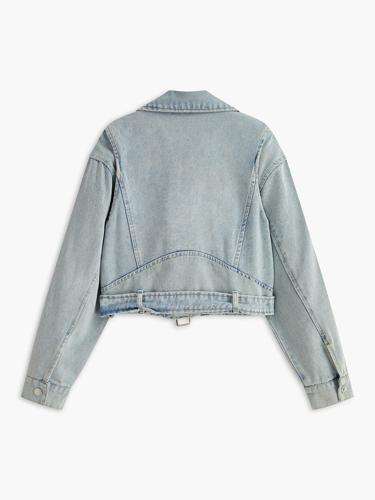 Womens Denim Jacket Cropped Biker 1