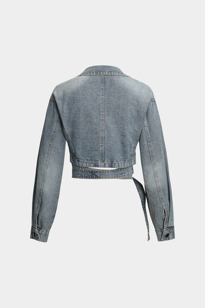 Womens Denim Jacket Cropped Wrap Design 1