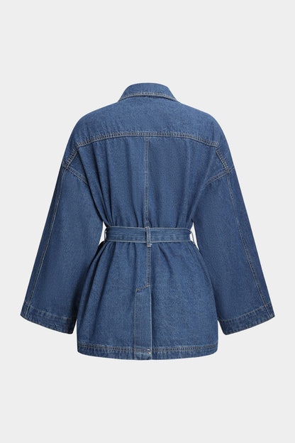 Womens Denim Jacket with Tie Belt 1
