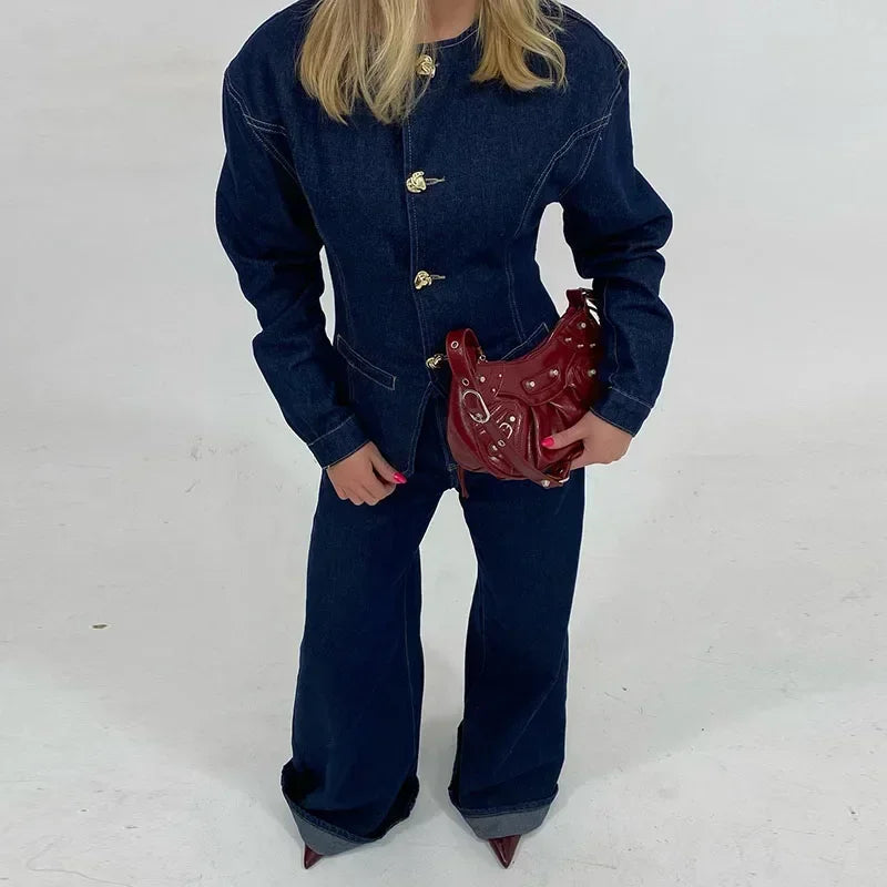 Womens Denim Two Piece Set 7
