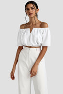 Womens Going Out Top Off-Shoulder V-Neck 0