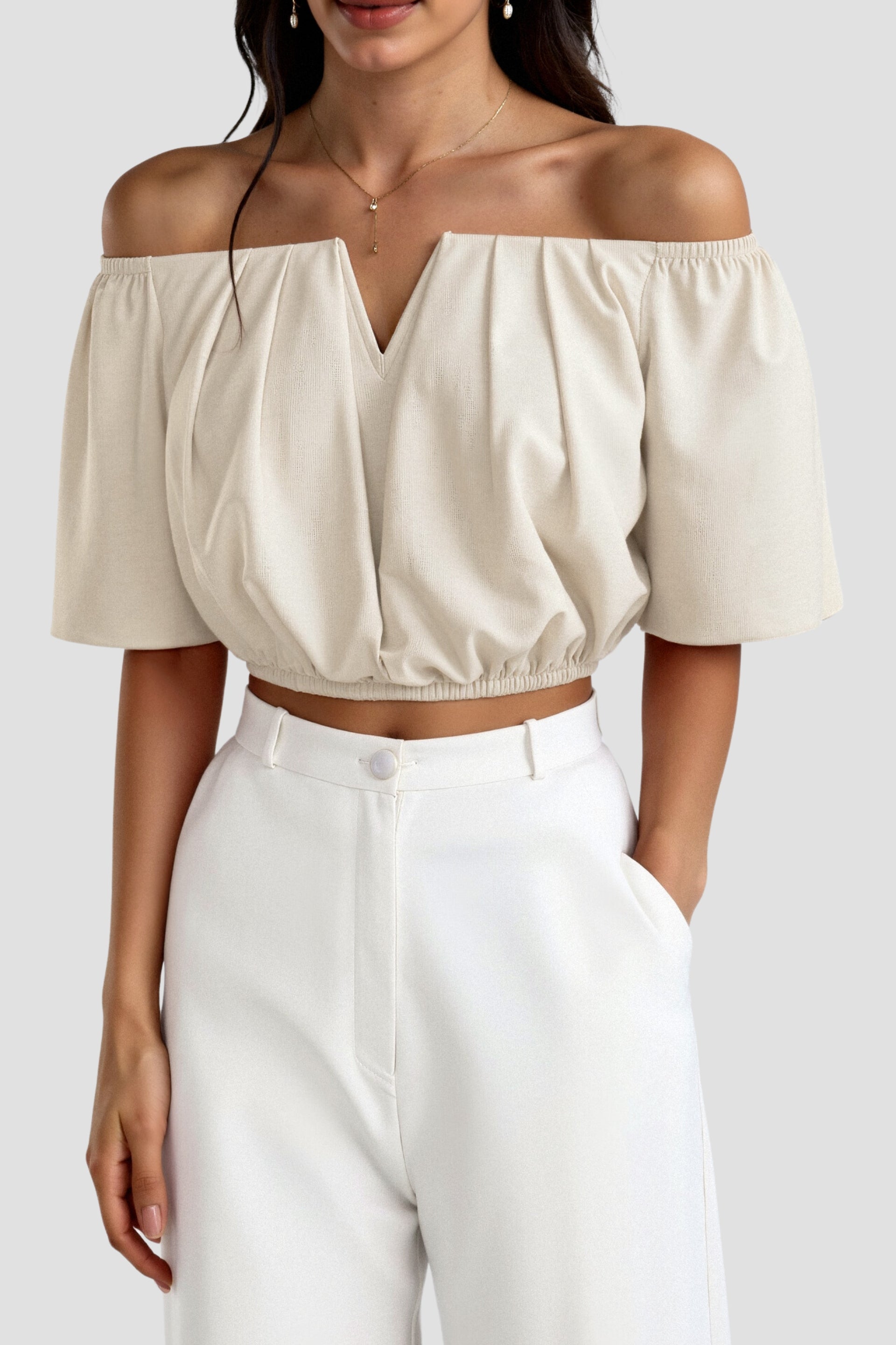 Womens Going Out Top Off-Shoulder V-Neck 6