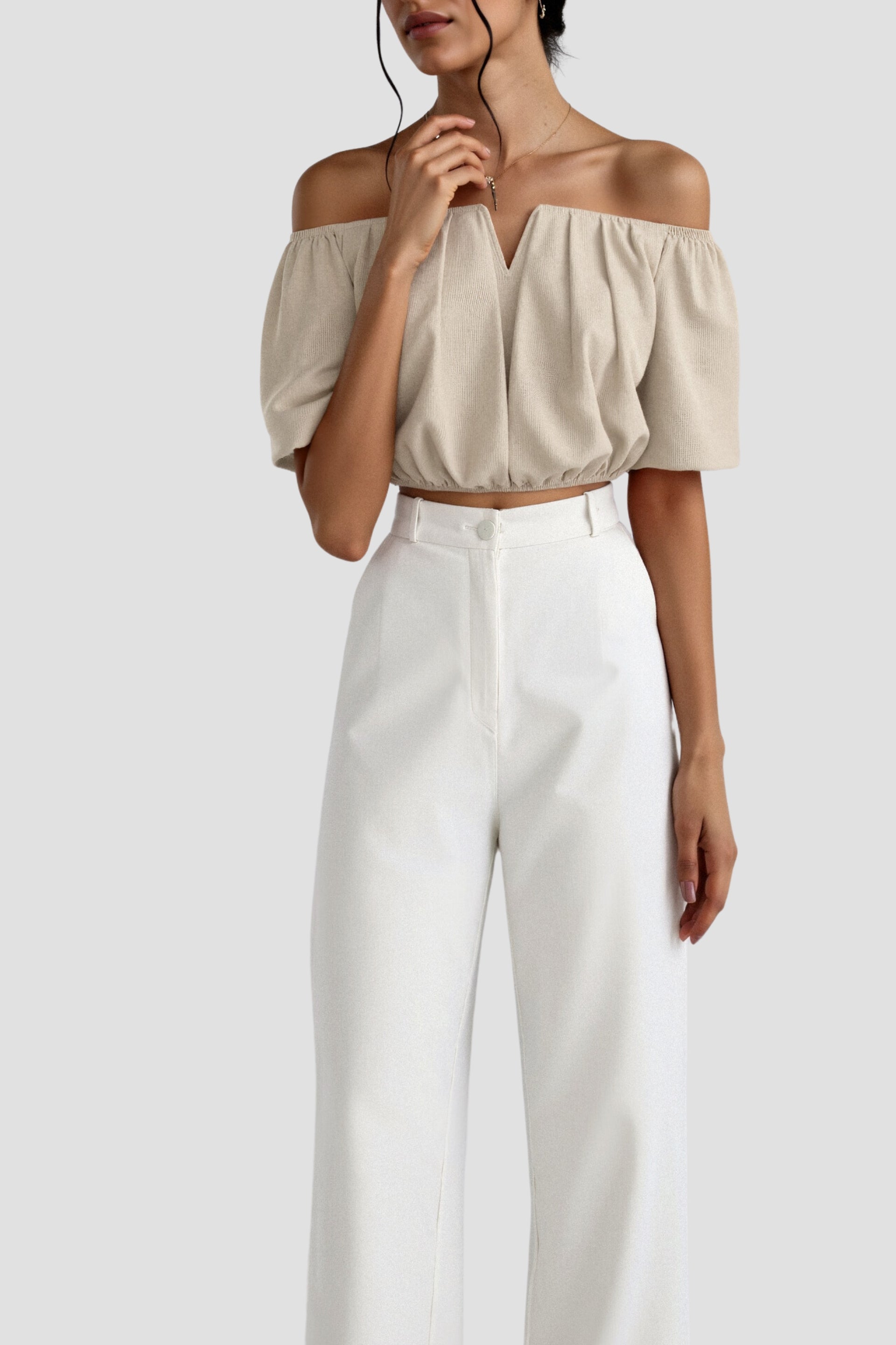 Womens Going Out Top Off-Shoulder V-Neck 7