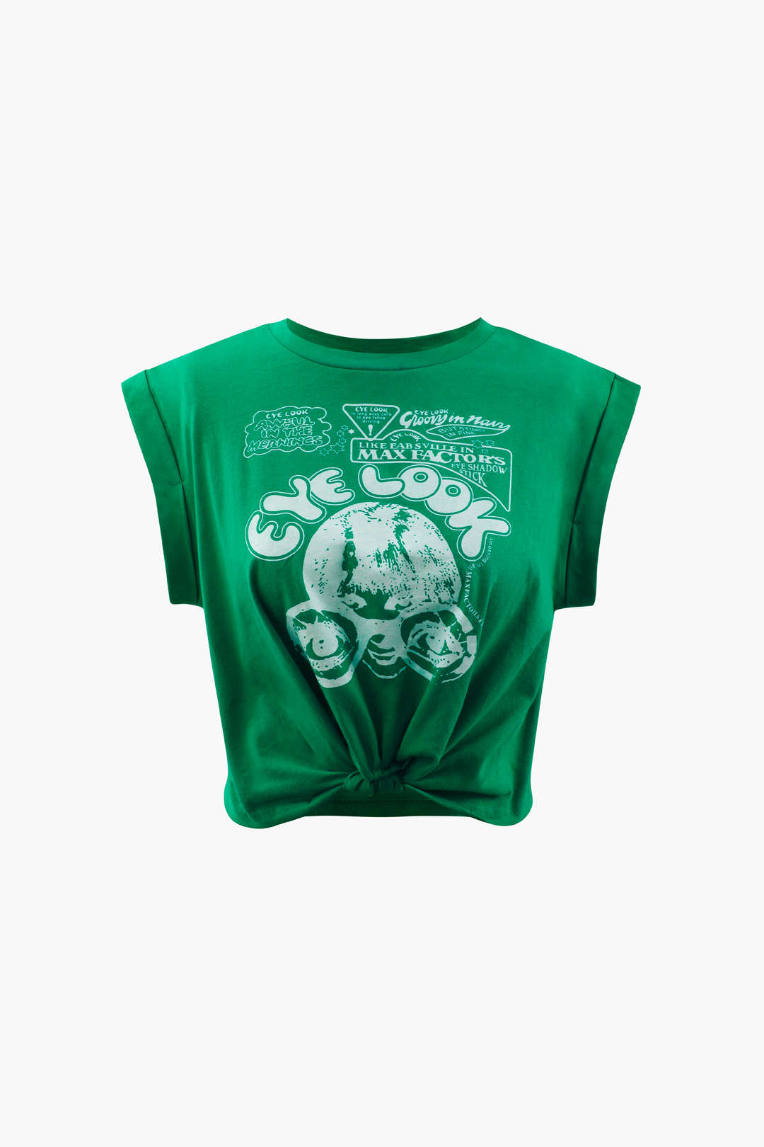 Womens Graphic Tees Rolled Sleeves Crop Top 2