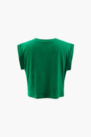 Womens Graphic Tees Rolled Sleeves Crop Top 3