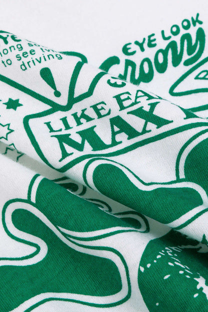 Womens Graphic Tees Rolled Sleeves Crop Top 5