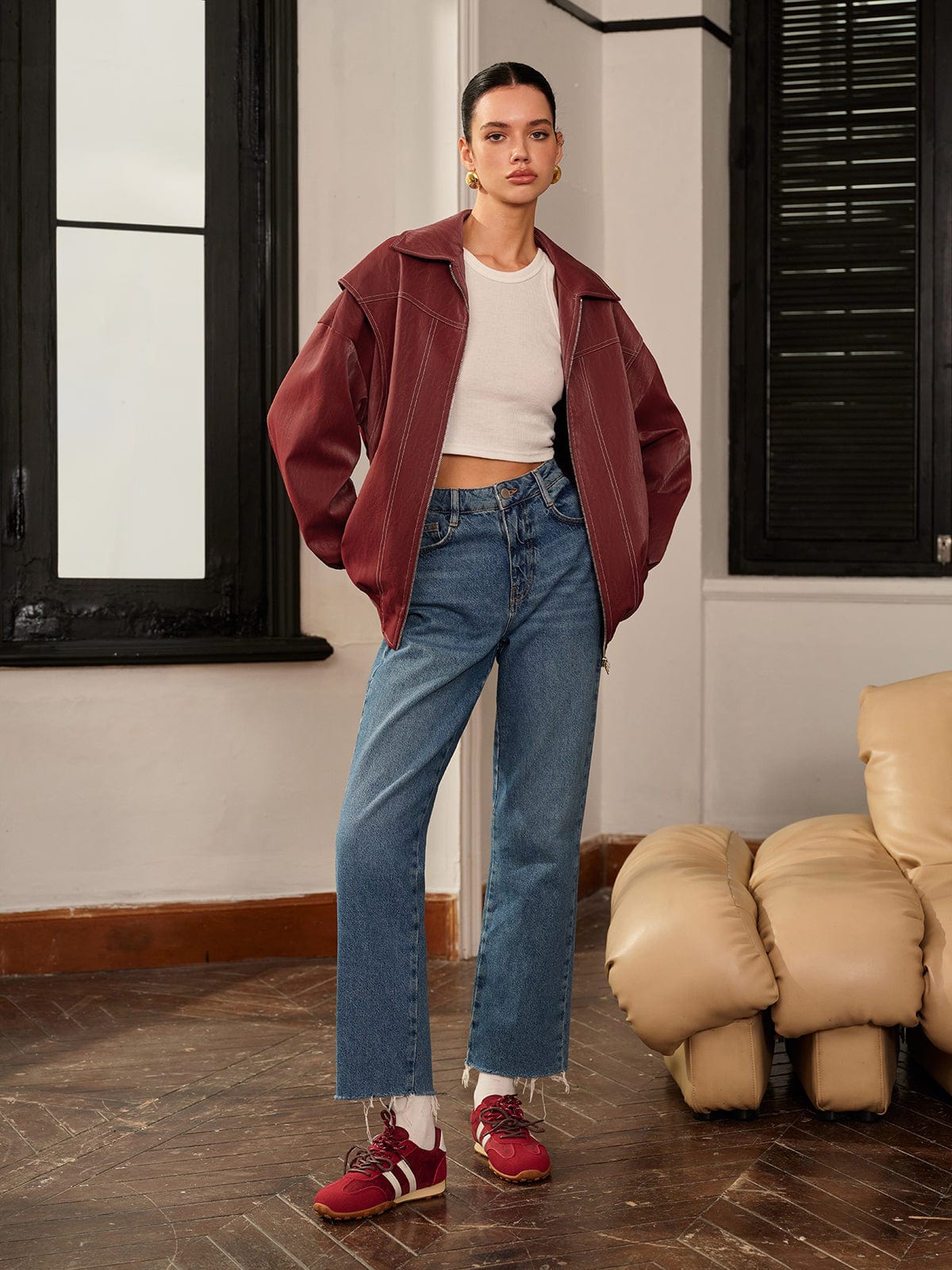 Womens Jacket Burgundy 1