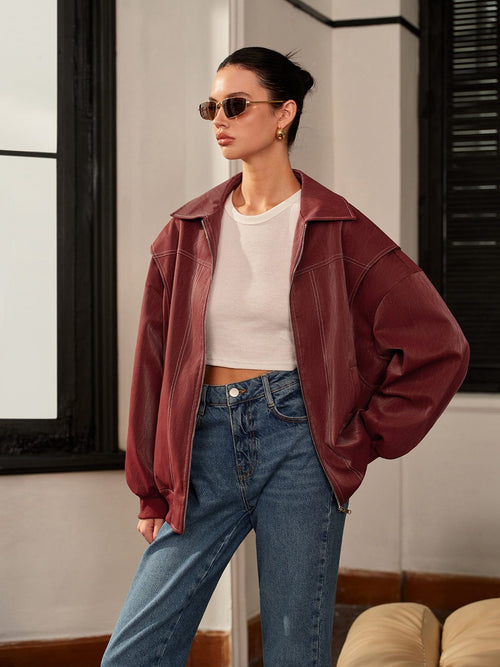 Womens Jacket Burgundy 2