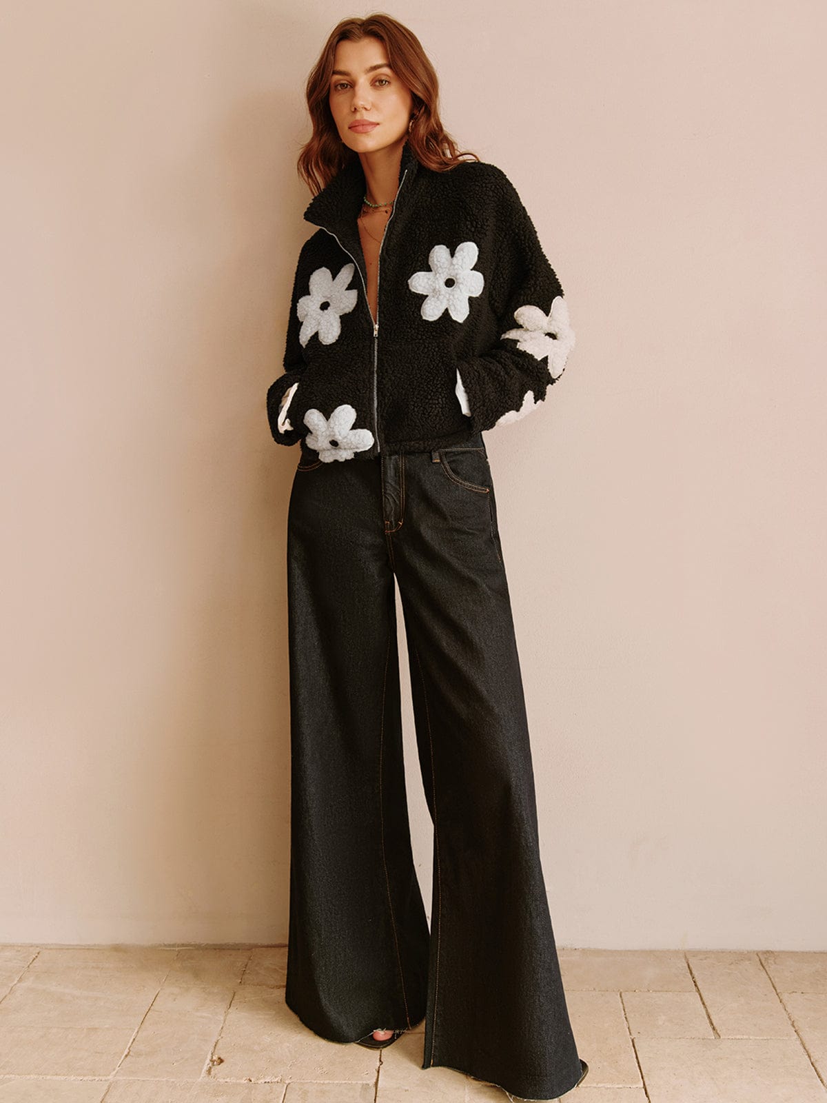 Womens Jacket Teddy Floral Print 2